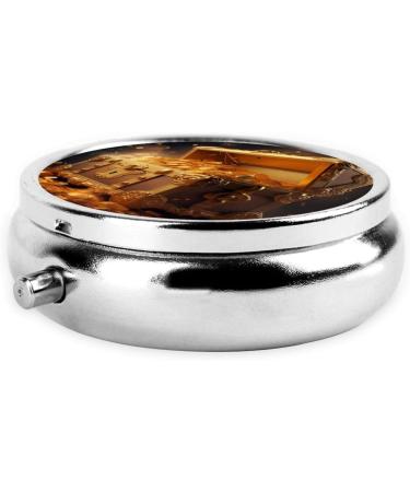 Treasure Chests & Coins Portable Metal Pill Box - 3-Compartment Travel Essential Hinged Design Black - Buy Online on GoSupps.com