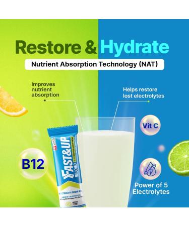 FAST&UP Reload Lemon & Lime | Electrolyte Drink Mix | 1500 mg Electrolytes + Vitamins C & B12 | Hydration Powder Packets | 15 Easy Open Single Servings - Buy Online on GoSupps.com