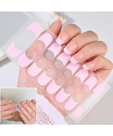 Pink French Tip Short Gels Semi Nail Strips Stickers Cured Gel Nails Wraps with Lamp Starter Kit Upgraded 16 Pieces Glossy Soft Self-Adhesive Salon-Quality Uv/LED Lamp Required - Buy Online on GoSupps.com