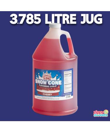 ZippySweets - Cherry Snow Cone Syrup with Complimentary Pump 1 Gallon - Makes up to 128 Delicious Shaved Ice Treats - Perfect Shaved Ice Syrup for Parties and Gatherings - Buy Online on GoSupps.com