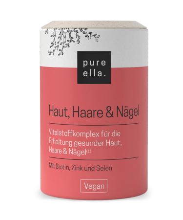 Pure Ella skin hair & nails - monthly cure with biotin zinc selenium vitamins B2 B3 D3 copper iron L -arginine L -cysteine and deer seeds extract - Dietary supplement vegan - 60 capsules