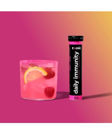 Max Strength Tonic Immunity Supplement 11-in-1 with Vitamin D, C, Zinc - Natural Vegan Effervescent Tablets - Raspberry & Lemon - 60 Count - Buy Online on GoSupps.com