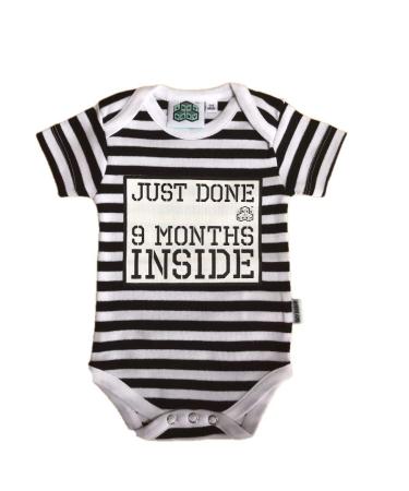lazy baby New Born Baby Gift - Just Done 9 Months Inside Newborn Vest - Unisex Organic Bodysuit for Baby Boy or Girl Black and White