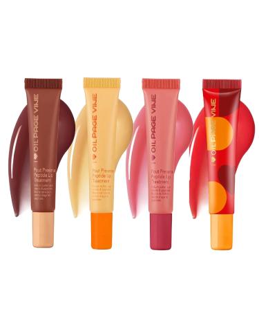 Lip Gloss Set, Tinted Lip Balm, Reduces Lip Wrinkles, Shines and Moisturizes and Revives Dull Lips, Suitable for Daily Lip Makeup