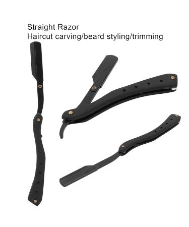 Premium Black Stainless Steel Straight Edge Razor - Men's Manual Safety Shaver for Smooth Shaving - Buy Online on GoSupps.com