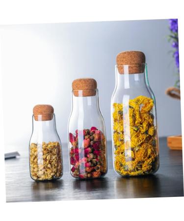 IMIKEYA Glass Storage Tank 3pcs Container Sealed Jar Dried Fruit Wooden Glass Sealed Cans 1 - Buy Online on GoSupps.com