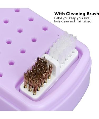 30 Deep Holes Dust Proof Organizer with Sturdy Base & Cleaning Brush Portable Nail Drill Bits Holder for On The Go Use (Purple) - Buy Online on GoSupps.com