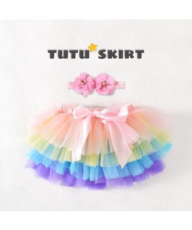 PythJooh Newborn Baby Girl Rainbow Tutu Bloomers Set 6-12 Months | Toddler Ruffle Pettiskirt with Headband and Nappy Cover | Photo Props for 0-2 Years - Buy Online on GoSupps.com