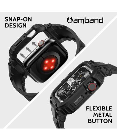 amBand Rugged Case with Strap for Apple Watch 8/7 45mm - Protective Cover for iWatch 6/SE/5/4/3 Men - Black 42/44/45mm - Buy Online on GoSupps.com