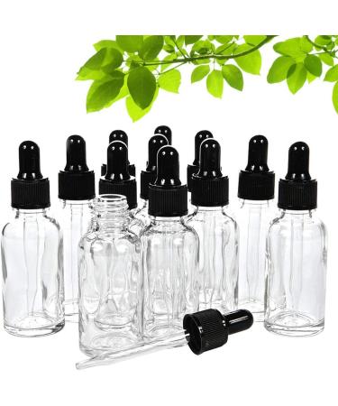 Minkissy 12Pcs Glass Dropper Bottles Clear Essential Oils Bottles with Glass Eye Droppers Refillable Empty Bottles for Liquid Aromatherapy Essential Oils(30ml) - Buy Online on GoSupps.com