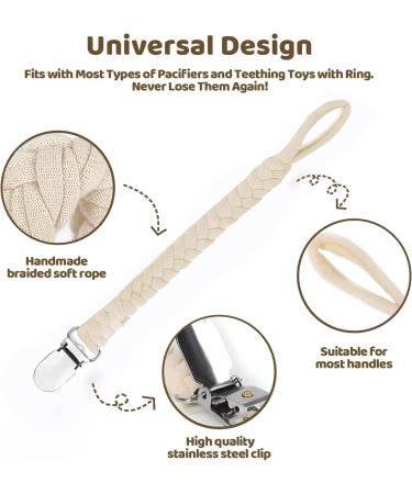 Buy WOOXDYUK 4-Piece Pacifier Chain Set | Cotton Pacifier Straps for Boys & Girls | Personalized Baby Gift - Buy Online on GoSupps.com