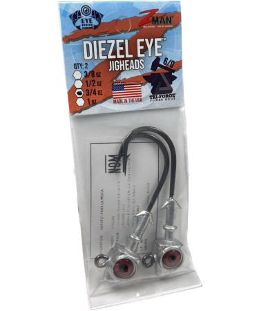 Z-Man DE8034-02PK2 Diezel Eye Jigheads 8/0 3/4 Oz Glow 2 Pack