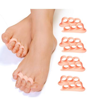 Kimihome hammer toe straighteners and correction 8 packs of spacers 3 loops for curved toes prevent overlaps help foot pain relief (left/right)