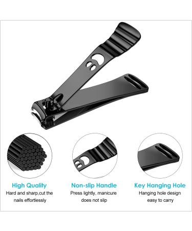 longzon Nail Clippers 2 Pack Nail Clipper Set Stainless Steel Nail Cutter Fingernails Toenails Thick Nails Kit for Men&Women - Black - Buy Online on GoSupps.com