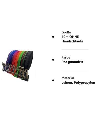 Drag Line Dog Leash - 1m to 40m Rubberized Tracking Leash for Medium & Large Dogs - 10m Without Hand Loop - Red - Buy Online on GoSupps.com