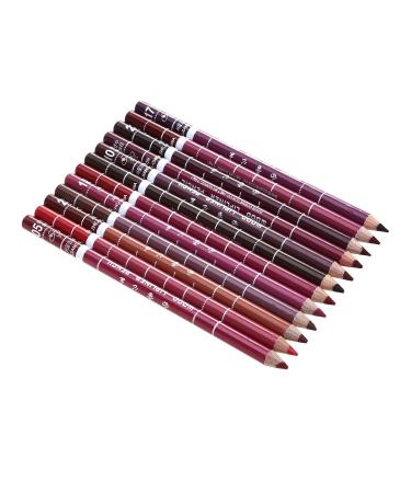 WINOMO Women Lipstain: 12pcs Women's Profession Makeup Lipliner Waterproof Lip Liner Pencil Set Smooth Application