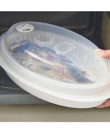 Cabilock 1pc Steamer Dumpling Container with Lid Microwave Cooking Pot Fish Steaming Holder Microwave Cookware Oval Fish Pan Microwave Containers Food Grade Pp Rice Microwave Dish White White 32.7x18.6cm - Buy Online on GoSupps.com