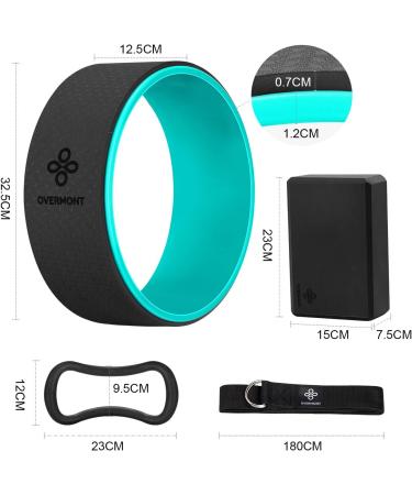 Overmont 5-in-1 Yoga Set: Back Pain Relief Wheel, Foam Blocks, Strap, Extend Ring Roller - Black - Buy Online on GoSupps.com