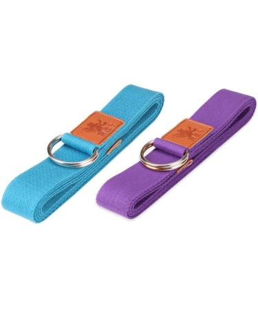 H&S Yoga Belt with Loops - Adjustable Cotton Yoga Straps (1.85 & 2.45m) - Perfect for Home & Travel - Durable Yoga Accessories - Buy Online on GoSupps.com