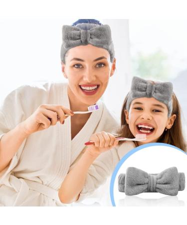 AOMIG Spa Headband for Women - Fluffy Microfiber Elastic Hair Band for Makeup, Shower, Sports - Grey Bowknot Head Band - 1 Pc - Buy Online on GoSupps.com