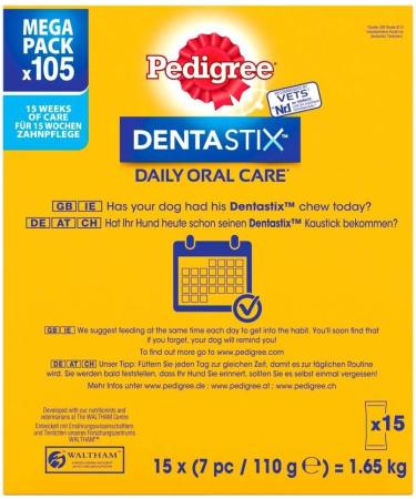 Pedigree DentaStix Daily Dental Chews Small Dog 5-10kg 105 Sticks - Buy Online on GoSupps.com