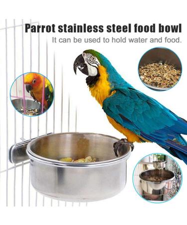 PINVNBY Stainless Steel Bird Feeding Dish Cups with Clamp Holder - 5 Pack | Parrot Food Water Dish Perch Stand Platform Paw Grinding Toy Feeder Cage Bowl for Budgies Parakeet Macaw & Small Animals - Buy Online on GoSupps.com