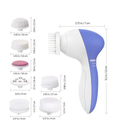 Waterproof Facial Cleansing Brush with 8 Brush Heads for Deep Cleansing - Gentle Exfoliation - Blackhead Removal - Skin Care | 2021 Upgraded Version - Blue - Buy Online on GoSupps.com