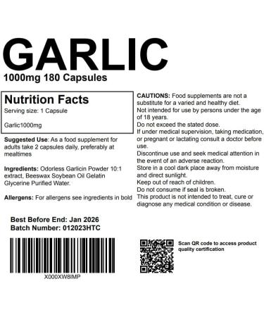 Odourless Garlic 1000mg 90 Softgels UK Made. Pharmaceutical Grade - Buy Online on GoSupps.com