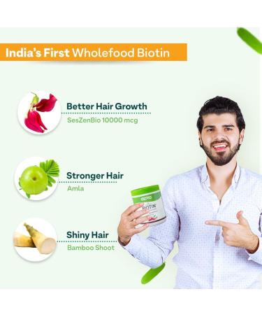 OZiva Plant Based Biotin Powder 10000Mcg+ With Amla For Men & Women Better Hair Growth Hairfall Control & Healthier Skin Certified Clean & Vegan 125 Gm - Buy Online on GoSupps.com