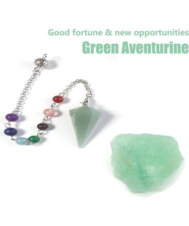 Green Aventurine Healing Crystal Pendulum - Chakra Pendant for Meditation and Divination - Buy Online on GoSupps.com