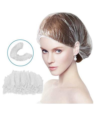 50 Pcs Disposable Shower Caps Bath Caps Large Thick Clear Plastic Elastic Hair Shower Caps for Women Travel Spa Hotel and Girls Home Use Hair Salon (50 PCS 19.7IN)