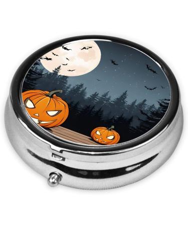 Halloween Moon Bat Pumpkin Pill Box | 3 Compartment Mini Decorative Travel Organizer for Vitamins & Medicine - Buy Online on GoSupps.com