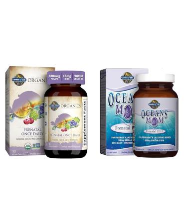 Garden of Life Prenatal Vitamin Folate Energy & Oceans Mom Prenatal DHA Strawberry Fish Oil Brain Support