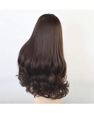 RTGFS Long Brown Wavy Synthetic Wig for Women - Mixed Highlight Deep Parting Natural Hairline Cosplay - Buy Online on GoSupps.com
