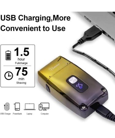 Hatteker Triple Blades Shaver Electric Shaver Razor for Men Close Bald Head Barber Shaver Trimmer Waterproof Wet & Dry Cordless Gold - Buy Online on GoSupps.com
