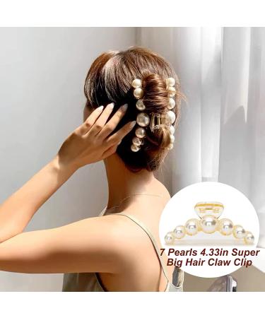 Big Pearl Hair Claw Clips for Women - Set of 3 | Strong Hold for Thick Curly Hair | Ideal Birthday Gift for Girls and Girlfriend - Buy Online on GoSupps.com