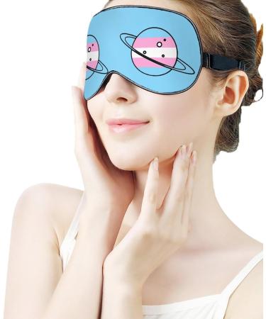 Transgender Flag Planet Sleep Mask - Adjustable Strap Eye Cover for Sleeping, Blocking Light - Unisex Night Travel Blindfold - Buy Online on GoSupps.com