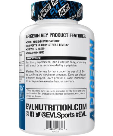 Evlution Pure Apigenin Supplement from Chamomile Extract - Relaxing Apigenin 50mg Bioflavonoid Stress and Mood Support Nutrition High Bioavailable Vegan Non-GMO Herbal Sleep Supplement 30 Count (Pack of 1) - Buy Online on GoSupps.com