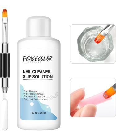 PEACECOLOR 60ML Slip Solution Cleanser Plus with Dual End Nail Brush Set Professional for Poly Extension Nail Gel Builder Nail Gel Nail Tips & Extensions Home DIY Nail Art Use color 193 - Buy Online on GoSupps.com