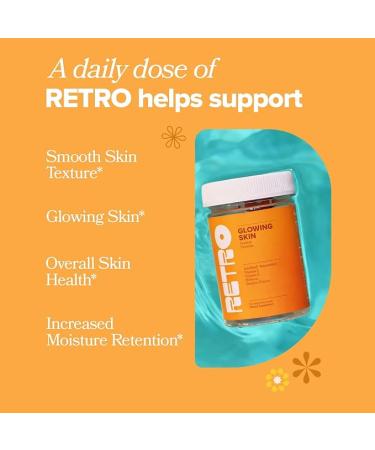 Retro Gummy Glowing Skin Vitamins for Collagen - Astaxanthin  Vitamin E  Bamboo Extract  Hibiscus & Vitamin C - 50 Vegan Gummies for Smooth Skin & Hydration - Buy Online on GoSupps.com