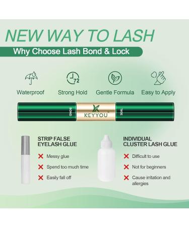 Lash Bond and Seal KEYYOU Cluster Lash Glue - Strong Gentle & Waterproof 3 Piece Set (5ml+5ml) - Perfect for Individual Lashes & Mascara Wand - Buy Online on GoSupps.com