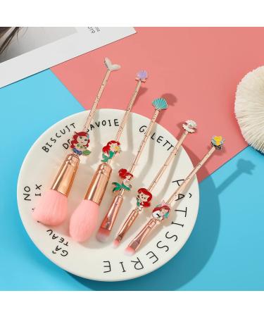 Coshine Mermaid Princess Makeup Brushes - 5pcs Pink Polly Anime Metal Brush Set - Buy Online on GoSupps.com