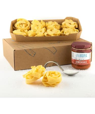Pasta Recipe Kit - Pappardelle with Wild Boar Rag | Double Portion Italian Artisan Dried Egg Pasta & Finest Sauce | Restaurant-Quality Dish Ready in 6 Minutes - Buy Online on GoSupps.com