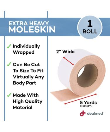 Dealmed Extra Heavy Moleskin Tape - 2 x 5 Yards - Ideal for Corns, Calluses, & Blisters - Buy Online on GoSupps.com