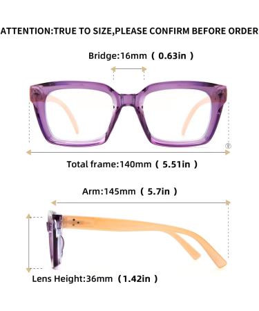 Amorays Oversize Square Reading Glasses with Anti-Blue Light | Vintage Presbyopia Readers for Men & Women - +2.50 Orange Green Violet - Buy Online on GoSupps.com