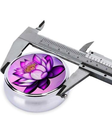 Purple Lotus Round Pill Box - 3 Compartment Travel Organizer for Easy Medication Management - Buy Online on GoSupps.com