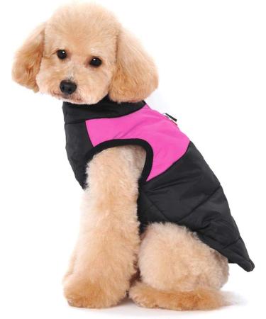 Ectkuee Winter Warm Waterproof Dog Coat Jacket | Small Quilted Padded Pet Clothes for Winter - M Rose - Buy Online on GoSupps.com