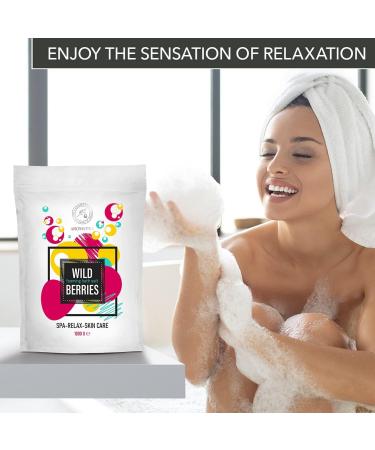 Wild Berries Foaming Bath Sea Salt 35 Oz - Relaxing Bubble Bath with Almond & Grape Seed Oil for Aromatherapy Soak - Buy Online on GoSupps.com