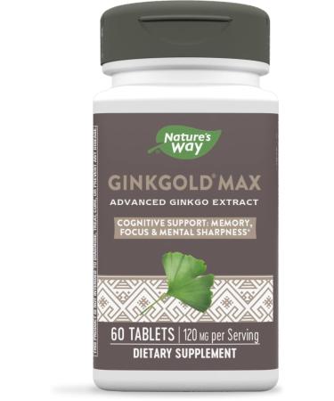 Nature's Way Ginkgold Max Advanced Ginkgo Extract for Mental Sharpness 1x Daily 120 mg, 60 Count 60 Count (Pack of 1) - Buy Online on GoSupps.com