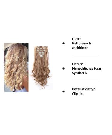 Shop Clip In Hair Extensions | 60cm Wavy Light Brown & Ash Blonde - Real & Synthetic Hair for Full Head Coverage - Buy Online on GoSupps.com